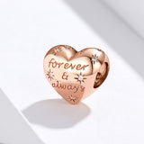 S925 Sterling Silver Rose Gold Plated Zircon Forever Love Charms