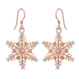 Women's 925 Sterling Silver CZ Winter Party Snowflake Hook Dangle Earrings Clear