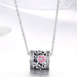 S925 Sterling Silver Oxidized Epoxy Zircon Flower Charms
