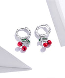 925 Sterling Silver Fresh Cherry Stud Earrings Precious Jewelry For Women