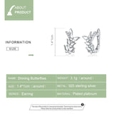 925 Sterling Silver Beautiful Butterflies Stud Earrings Precious Jewelry For Women