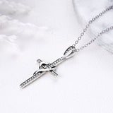 S925 Sterling Silver Love Faith Necklace Oxidized Zircon Pendant Necklace