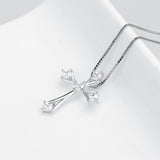 For Christmas Day Gifts Cross Shape Pendant Necklace 925 Sterling Silver