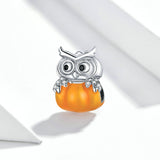 925 Sterling Silver Cute Owl and Pumpkin Beads Charm For DIY Bracelet  Fashion Jewelry For Anniversary