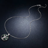 S925 Sterling Silver Snuggle Necklace Oxidized Tree of Life Zircon Pendant Necklace