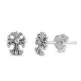  Silver  Cross  Stud Earrings
