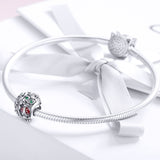 S925 sterling silver Oxidized zirconia flower border charms