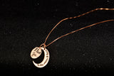 "I Love You To The Moon And Back" Carved Moon And Ellipse Shape Necklace 925 Sterling Silver