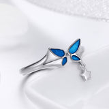 S925 Sterling Silver Magic Wing Ring White Gold Plated Oil Drop Ring