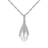 S925 sterling silver  frehwater pearl cubic zircon  pendant temperament  clavicle chain