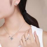 S925 Sterling Silver Cute Koala Jewelry Set Oxidized Dripping Zircon Jewelry