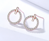 S925 Sterling Silver Simple Earrings Diamond Round Circle Earrings