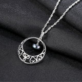 star moon  freshwater pearl  pendant 925 Sterling silver necklace