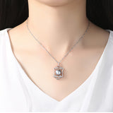 S925 Sterling silver freshwater pearl cubic zirconia  pendant necklace