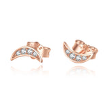 Handmade Awesome Rose Gold Plating Moon Stud Earrings