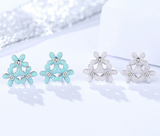 Sterling silver earrings simple and versatile small fresh epoxy zircon jewelry flowers sterling silver earrings