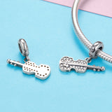 S925 Sterling Silver Oxidized Zirconia Violin dangle charms