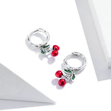 925 Sterling Silver Fresh Cherry Stud Earrings Precious Jewelry For Women