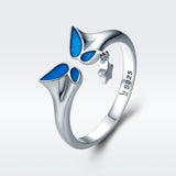 S925 Sterling Silver Magic Wing Ring White Gold Plated Oil Drop Ring