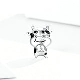 925 Sterling Silver Cute Little Cow Beads Charm For Bracelet Fashion Jewelry For Women or Man