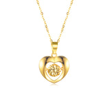 18K Gold European And American Fashion Heart-Shaped Hollow Necklace