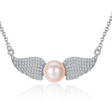 Angel Wings Freshwater Pearl Pendant Sterling Silver Ladies Necklace