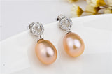 Pearl Drop Mounting Earrings Jewelry Lady Elegant Silver Earrings