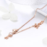 S925 Sterling Silver Heart Key Pendant Necklace Rose Gold Plated Zircon Necklace