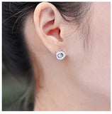 Japanese And Korean Version Of S925 Sterling Silver Round Creative Micro-Set Earrings Women Fashion Temperament Jewelry