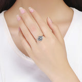 S925 Sterling Silver Rose Love Ring Oxidized Cubic Zirconia Ring