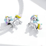 925 Sterling Silver Cute Unicorn Beads Charm Precious Jewelry For Women Fit DIY Bracelet