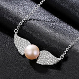 Angel Wings Freshwater Pearl Pendant Sterling Silver Ladies Necklace