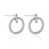 diamond round circle earrings