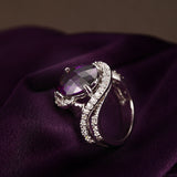 S925 Sterling Silver Natural Amethyst Fashion Ring Jewelry Wholesale