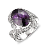 S925 Sterling Silver Natural Amethyst Fashion Ring Jewelry Wholesale