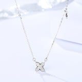 S925 sterling silver jewelry female Korean version of the wild four-leaf clover necklace clavicle chain set with zircon