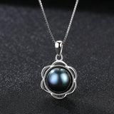 S925 sterling silver  freshwater pearl flower pendant fashion ladies necklace