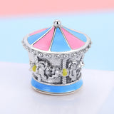 S925 Sterling Silver Oxidized Epoxy Carousel Charms