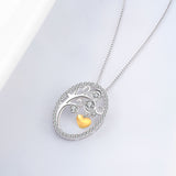 Life Tree Double Color Plating Necklace Heart Love Mother Necklace