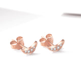 Handmade Awesome Rose Gold Plating Moon Stud Earrings