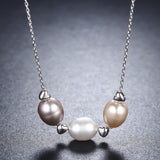 S925 sterling silver love friendship affection necklace white gold plated freshwater pearl pendant necklace