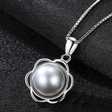 S925 sterling silver  freshwater pearl flower pendant fashion ladies necklace