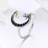 S925 sterling silver magic witch ring oxidized gold-plated zircon ring