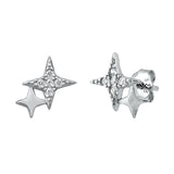  Silver cubic zircon Stars Stud Earrings