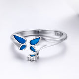 S925 Sterling Silver Magic Wing Ring White Gold Plated Oil Drop Ring