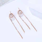 S925 sterling silver circle earrings female elegant temperament long fringed micro-inlaid zircon earrings