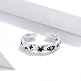 925 Sterling Silver Romantic Planet Adjustable Finger Ring Fashion Jewelry For Gift