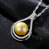 heart shape Crystal cubic zircon freshwater Pearl pendant lucky Jewelry Necklace for women