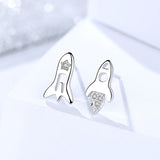 S925 sterling silver jewelry simple wild asymmetric earrings female rocket ship