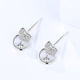 S925 Sterling Silver Earrings Female Personality Creative Heart-Shaped Earrings Fashion Inlaid Zircon